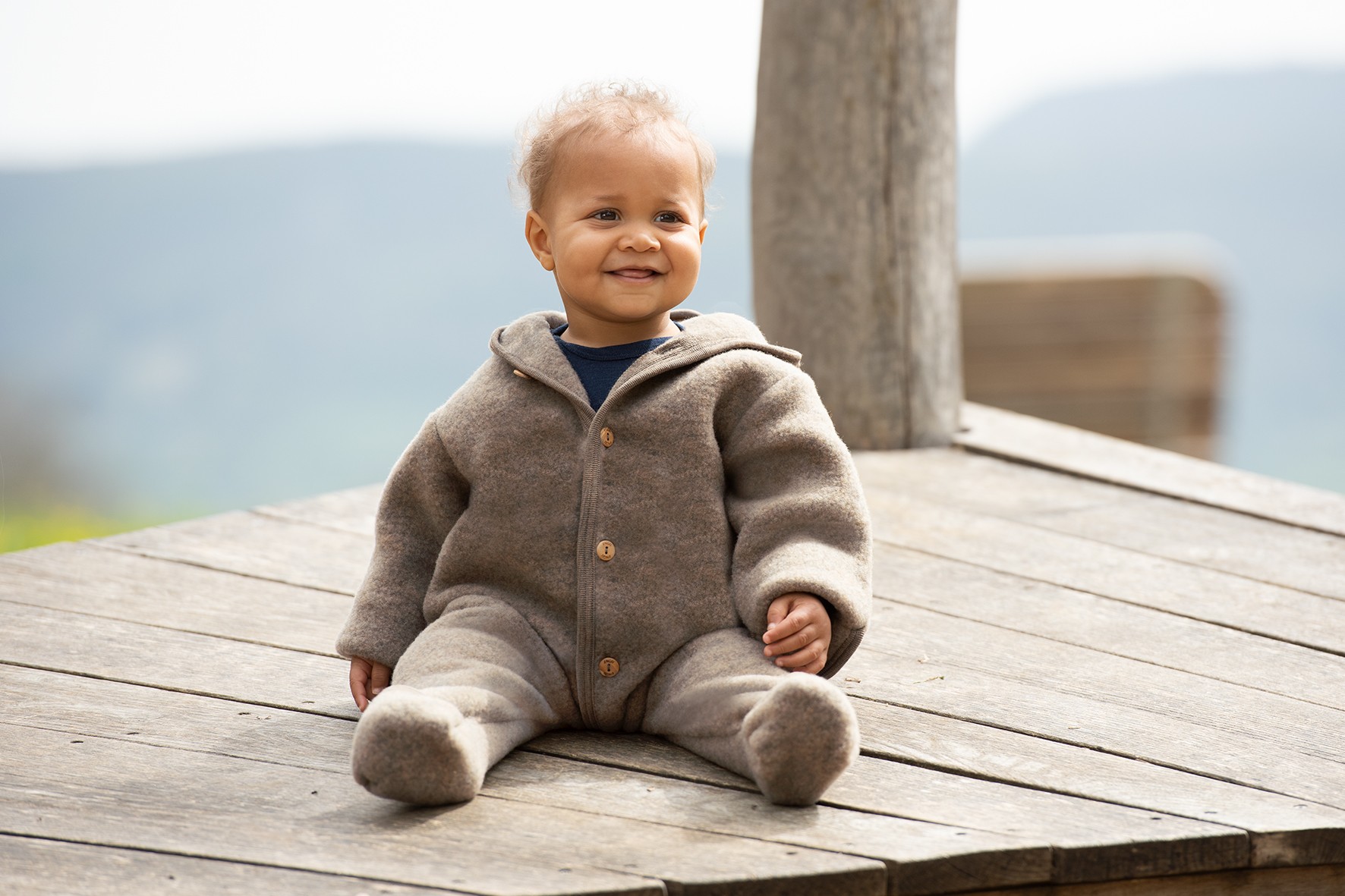 Overall med Luva Ullfleece, Naturvit