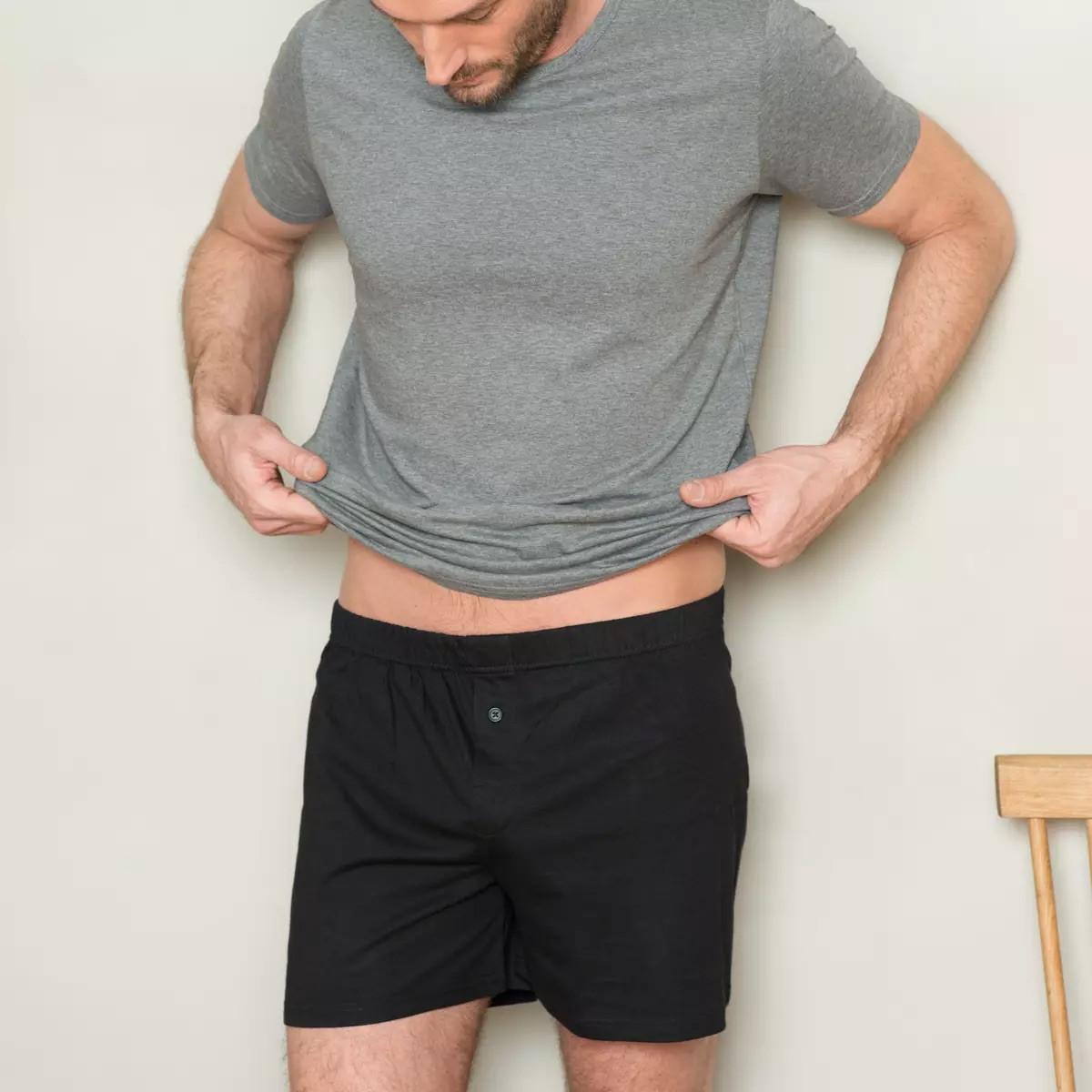 Boxershorts Vid Modell Bomull, Svart