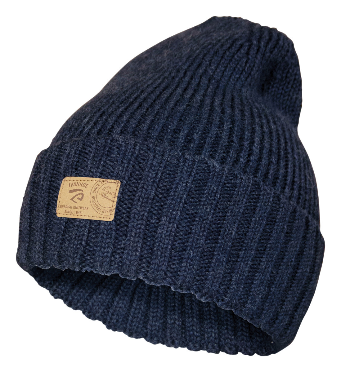 Stickad Mössa ull, Light Navy