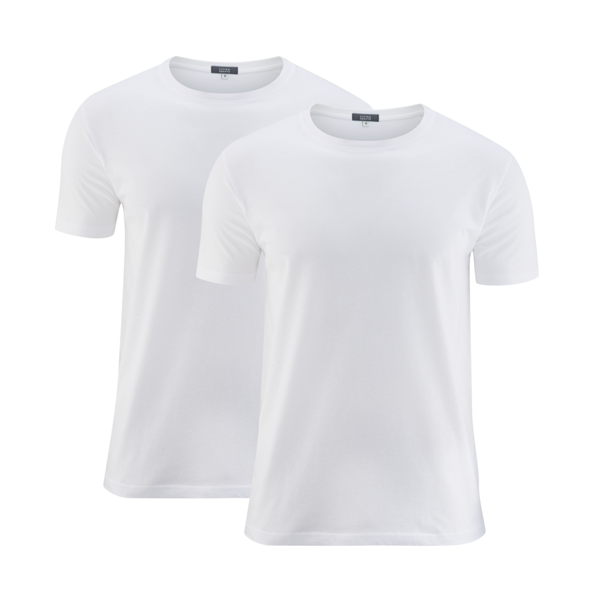 T-shirt Figursydd Bomull Herr, Vit 2-Pack