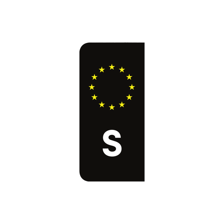 Svart S-MÃ¤rke (fÃ¶r registreringsskylt)